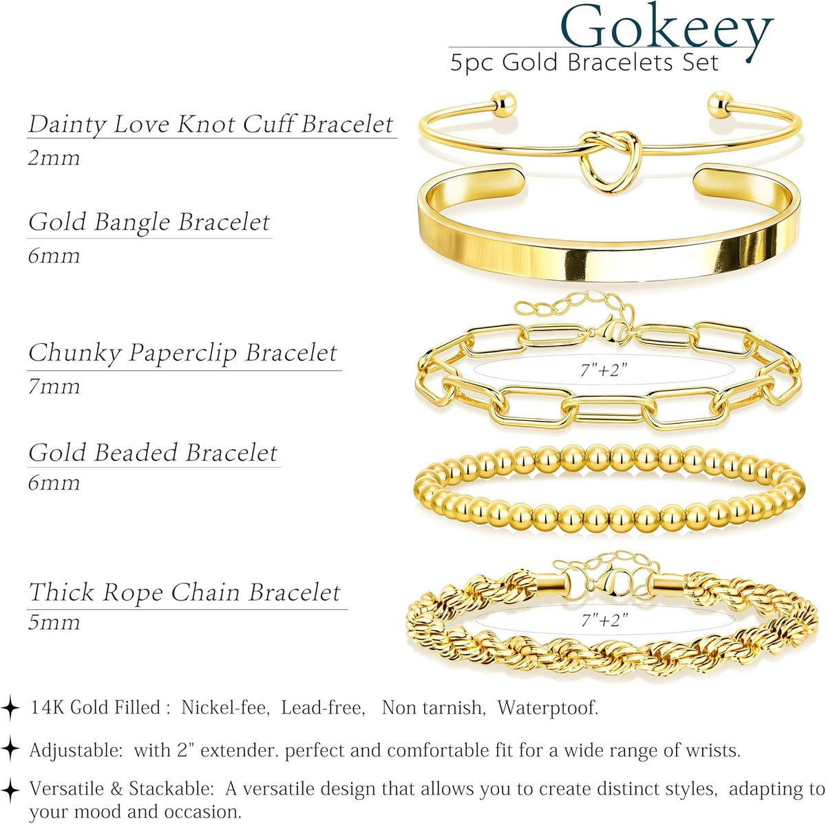 Everyday Stack — 5-Piece Waterproof Bracelet Set